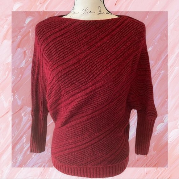 Jennifer Lopez Dolman Sleeve Red Sweater Small - Picture 1 of 3